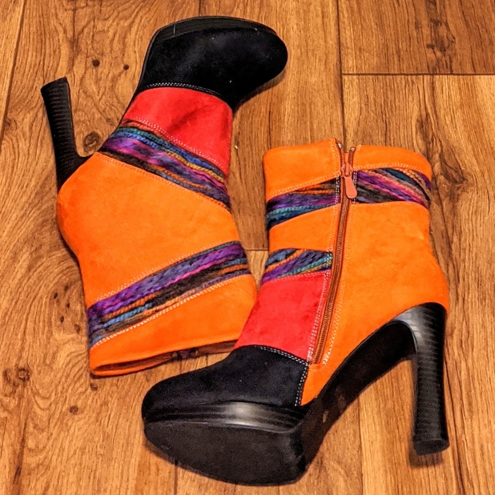Passions Boho  Suede/Yarn Patchwork Boots